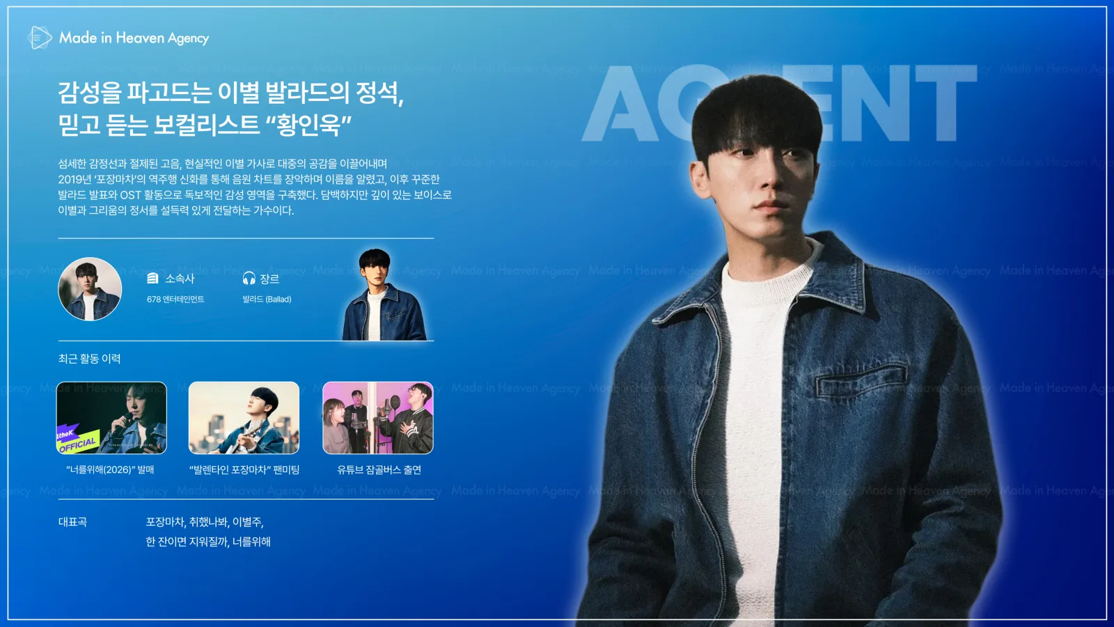 황인욱 プロフィール